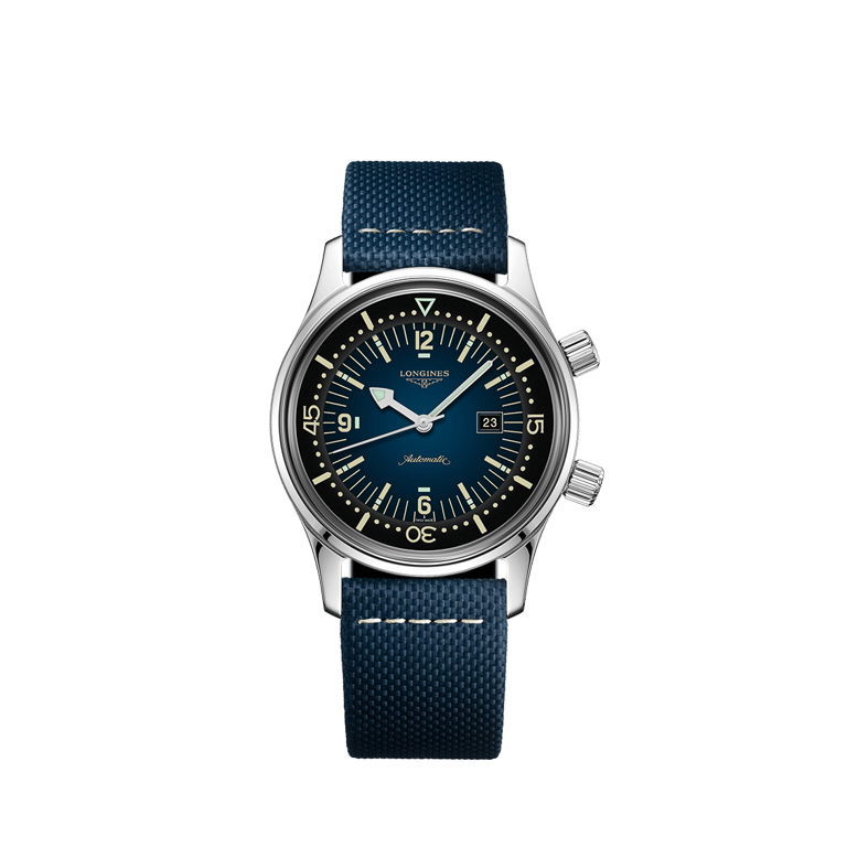 Longines, The Longines Legend Diver Watch Armbanduhr aus Stahl, Referenz L3.374.4.90.2, Produktaufnahme