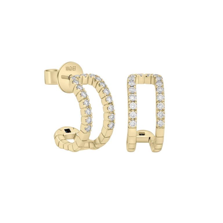 Rivière-Flow Ohrschmuck aus 18 Kt Gelbgold mit Diamanten