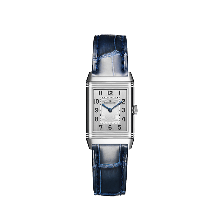 Jaeger LeCoultre, Reverso Classic Small Duetto Armbanduhr aus Stahl, Referenz 2668432, Produktaufnahme