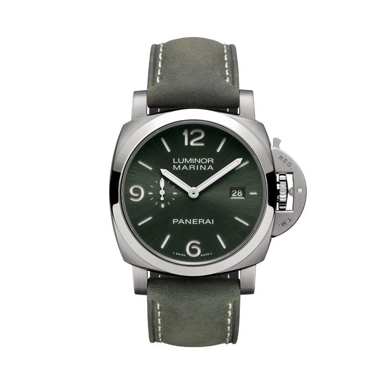 Panerai, Luminor Marina Titanio Armbanduhr aus Titan, Referenz PAM03325, Produktaufnahme