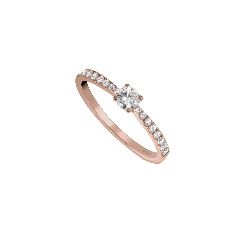 No 16 Solitaire aus 18 Kt Roségold mit Diamanten