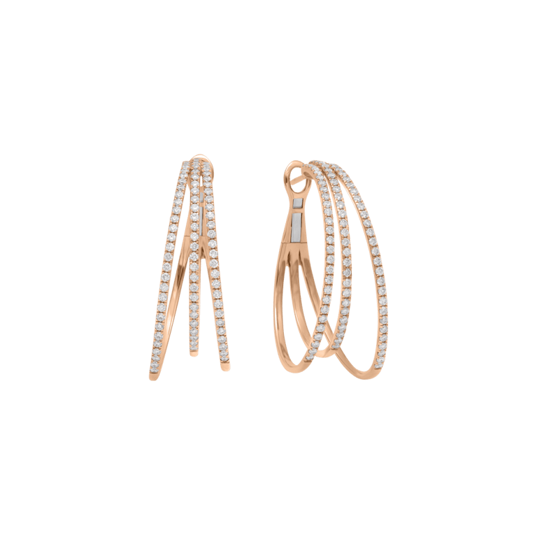 Rivière Brillant Creolen aus 18 Kt Roségold mit Diamanten