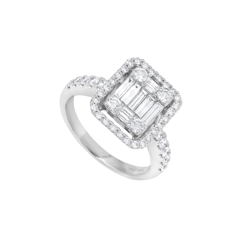 Signature Ring aus 18 Kt Weißgold mit Diamanten