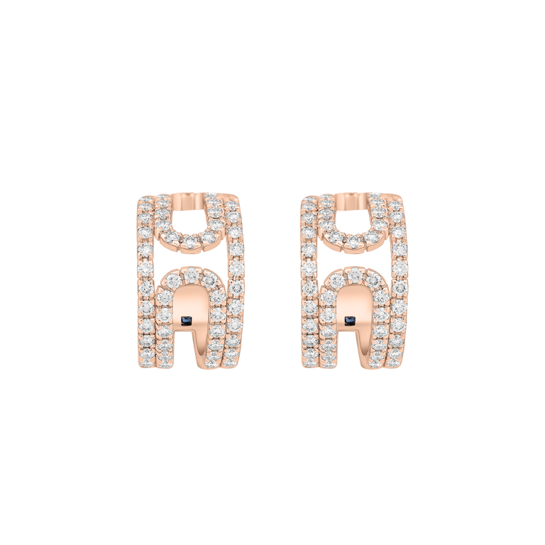 Rivière-Flow Ohrschmuck aus 18 Kt Roségold mit Diamanten