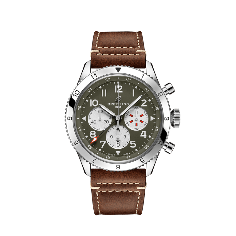 Breitling, B04 Chronograph GMT 46 Armbanduhr aus Stahl, Referenz AB04452A1L1X1, Produktaufnahme