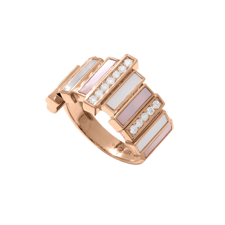 Seaside Ring aus 18 Kt Roségold mit Diamanten und Perlmutt