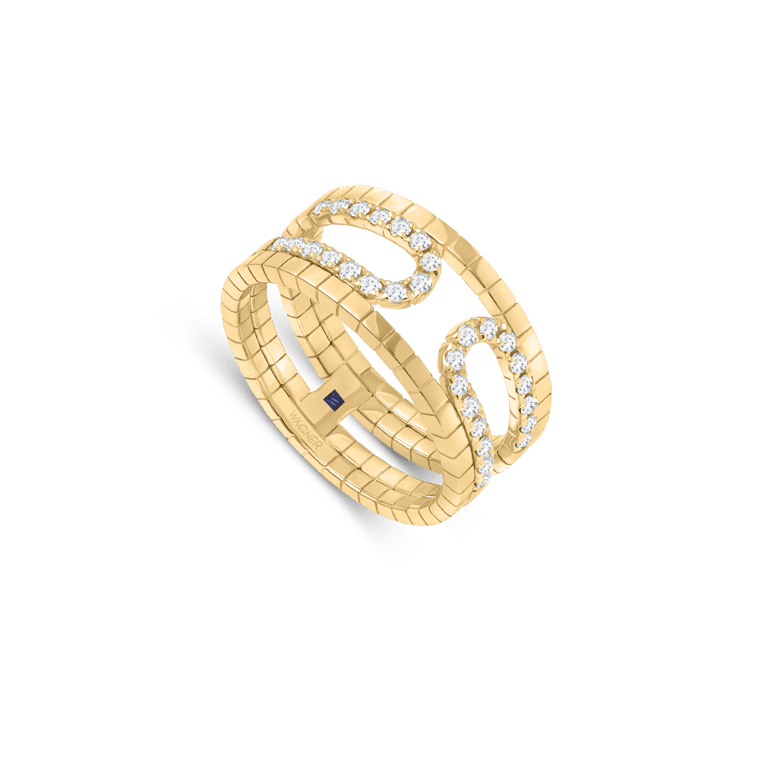 Rivière-Flow Ring aus 18 Kt Gelbgold mit Diamanten