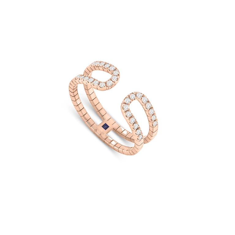 Rivière-Flow Ring aus 18 Kt Roségold mit Diamanten