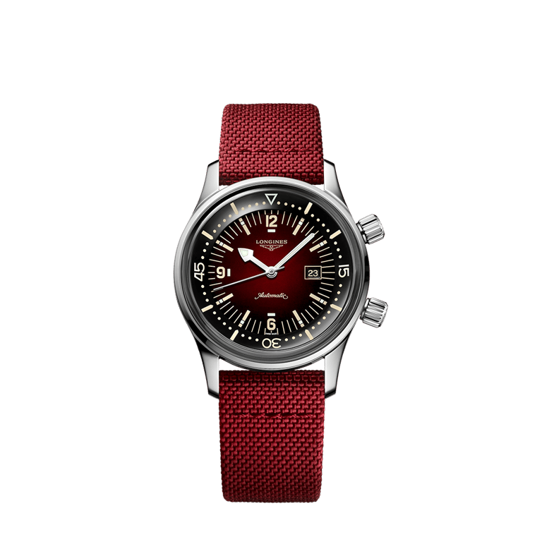 Longines, The Longines Legend Diver Watch Armbanduhr aus Stahl, Referenz L3.374.4.40.2, Produktaufnahme