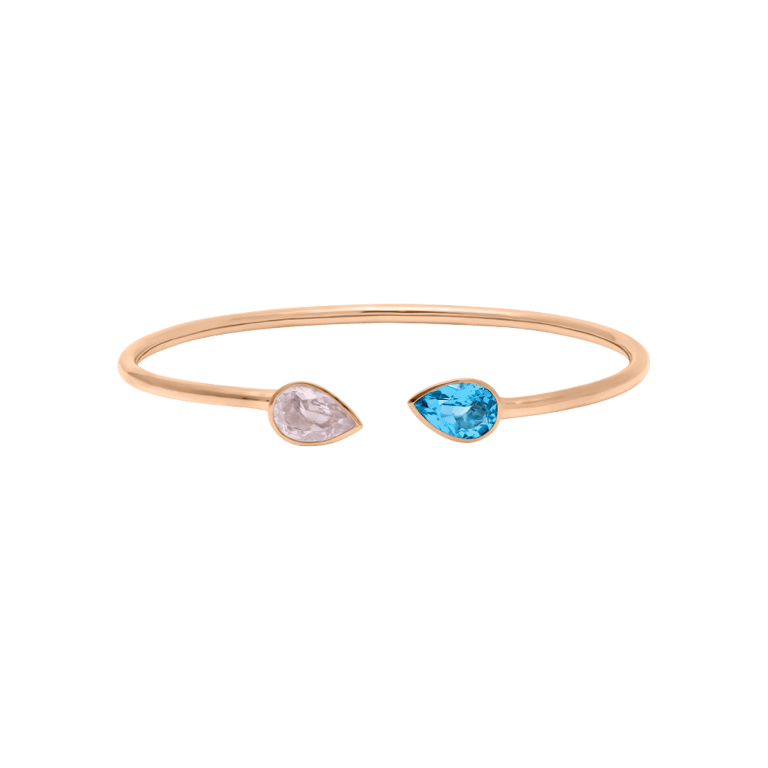 Balou & More Drop Armspange aus 18 Kt Roségold mit Topas und Rosenquarz