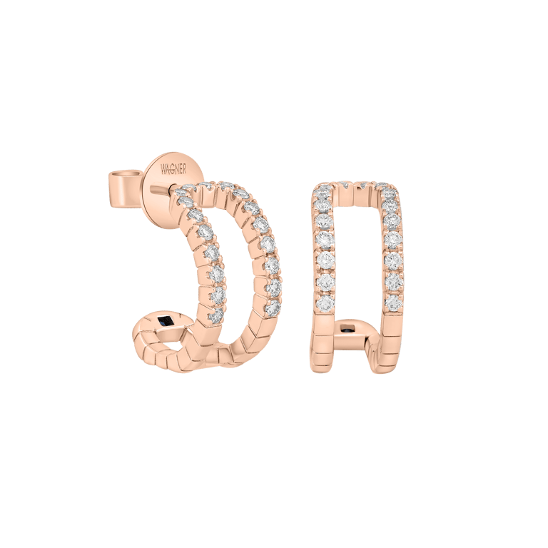 Rivière-Flow Ohrschmuck aus 18 Kt Roségold mit Diamanten