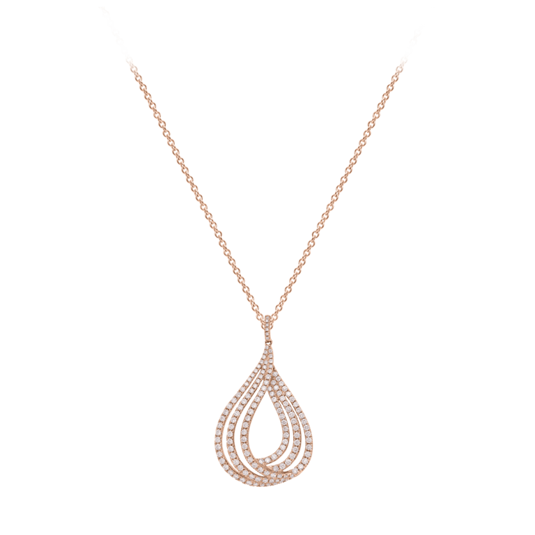 Signature Anhänger mit Kette aus 18 Kt Roségold mit Diamanten