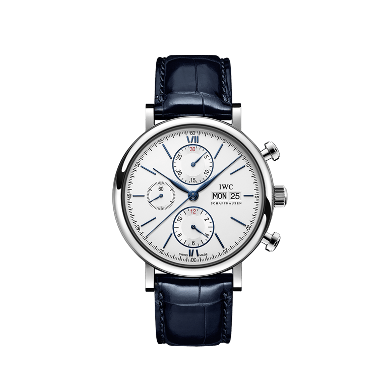 IWC Schaffhausen, Portofino Chronograph Armbanduhr aus Stahl, Referenz IW391037, Produktaufnahme