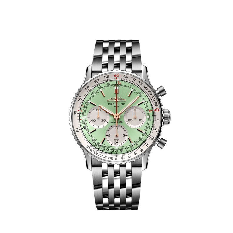 Breitling, Navitimer B01 Chronograph 41 Armbanduhr aus Stahl, Referenz AB0139211L1A1, Produktaufnahme