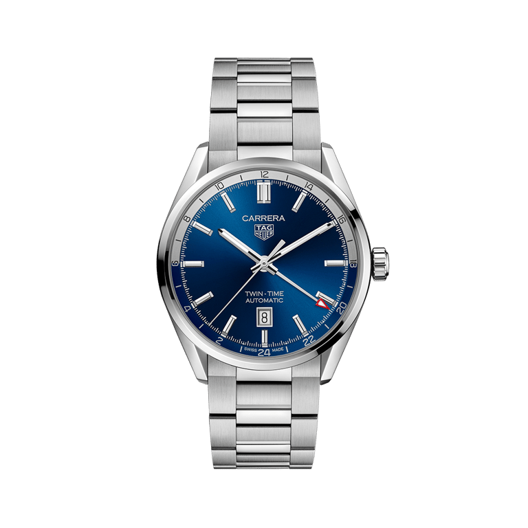 TAG Heuer, Tag Heuer Carrera Twin-Time Armbanduhr aus Stahl, Referenz WBN201A.BA0640, Produktaufnahme