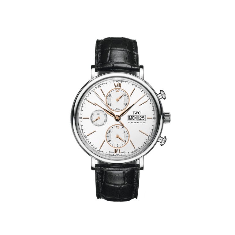 IWC Schaffhausen, Portofino Chronograph Armbanduhr aus Stahl, Referenz IW391031, Produktaufnahme