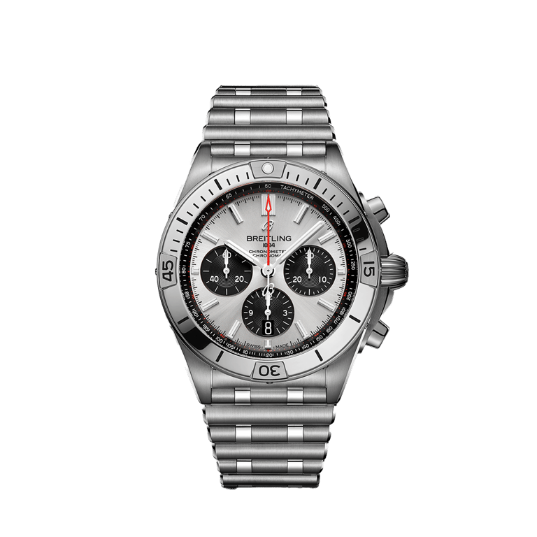 Breitling, Chronomat B01 42 Armbanduhr aus Stahl, Referenz AB0134101G1A1, Produktaufnahme