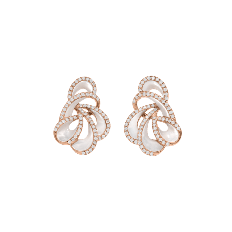 Seaside Ohrschmuck aus 18 Kt Roségold mit Diamanten und Perlmutt
