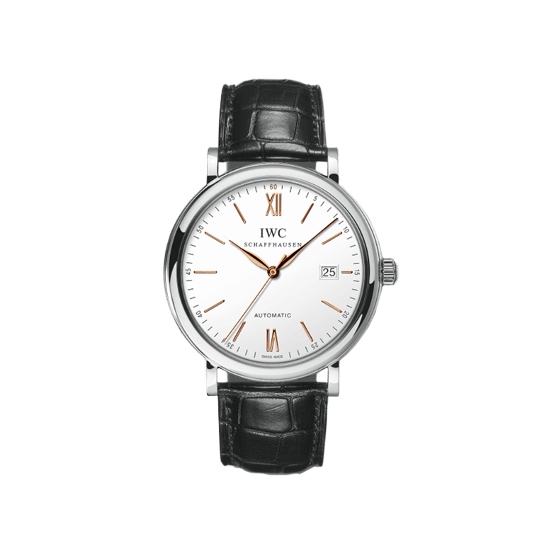 IWC Schaffhausen, Portofino Automatic Armbanduhr aus Stahl, Referenz IW356517, Produktaufnahme