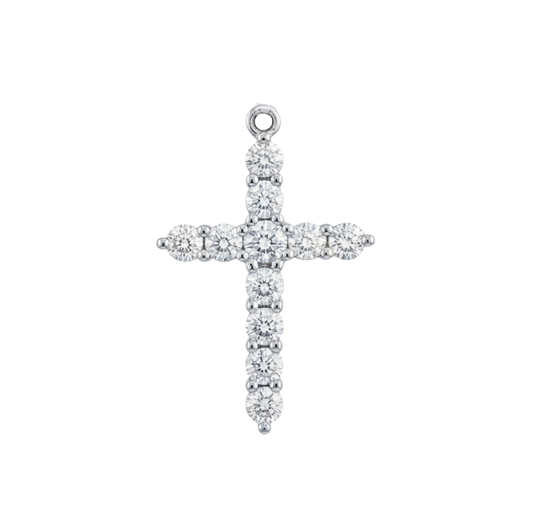 Kreuz aus 18 Kt Weißgold mit Diamanten