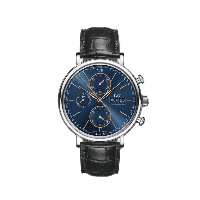 IWC Schaffhausen, Portofino Chronograph Armbanduhr aus Stahl, Referenz IW391036, Produktaufnahme