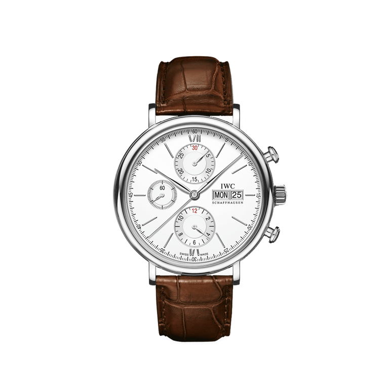 IWC Schaffhausen, Portofino Chronograph Armbanduhr aus Stahl, Referenz IW391027, Produktaufnahme