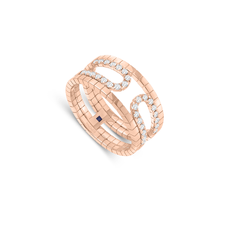 Rivière-Flow Ring aus 18 Kt Roségold mit Diamanten