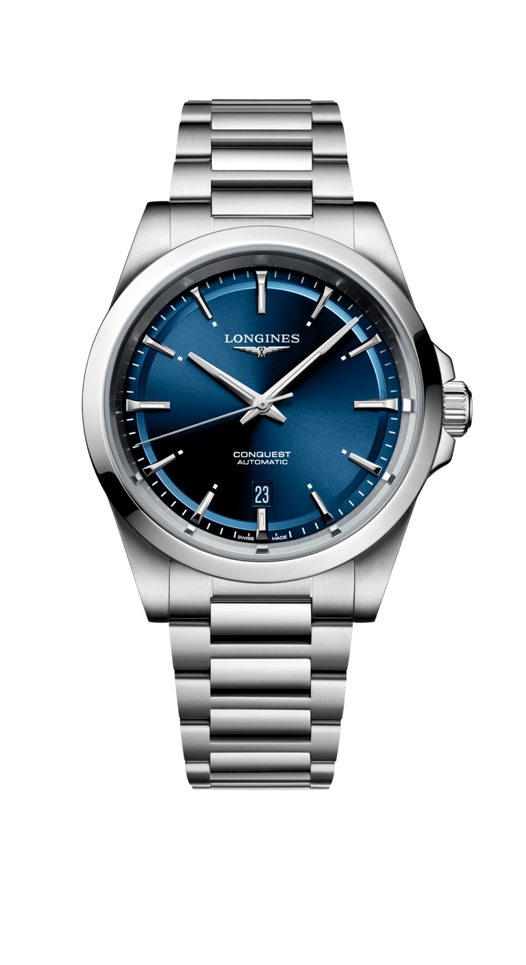 Longines, Conquest 2023 Armbanduhr aus Stahl, Referenz L3.830.4.92.6, Produktaufnahme