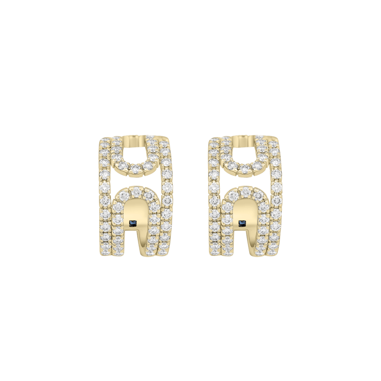 Rivière-Flow Ohrschmuck aus 18 Kt Gelbgold mit Diamanten