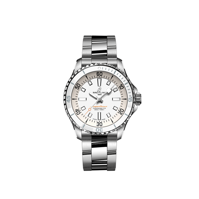 Breitling, Superocean Automatic 36 Armbanduhr aus Stahl, Referenz A17377211A1A1, Produktaufnahme