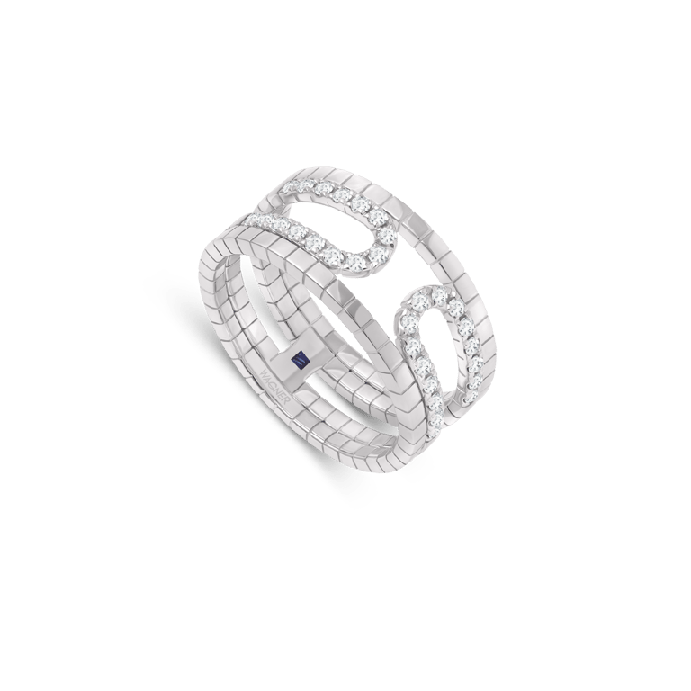 Rivière-Flow Ring aus 18 Kt Weißgold mit Diamanten