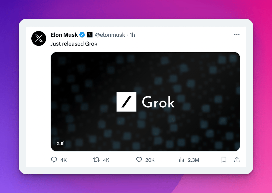 Elon Musk Beitrag über Grok