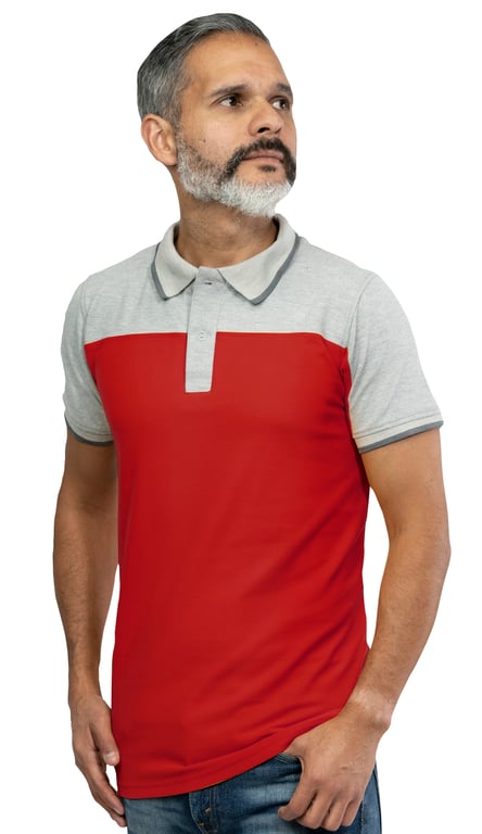 Playera tipo Polo color roja con franja gris