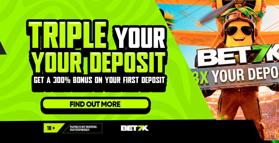 Your first deposit is worth 300% more at Bet7K!