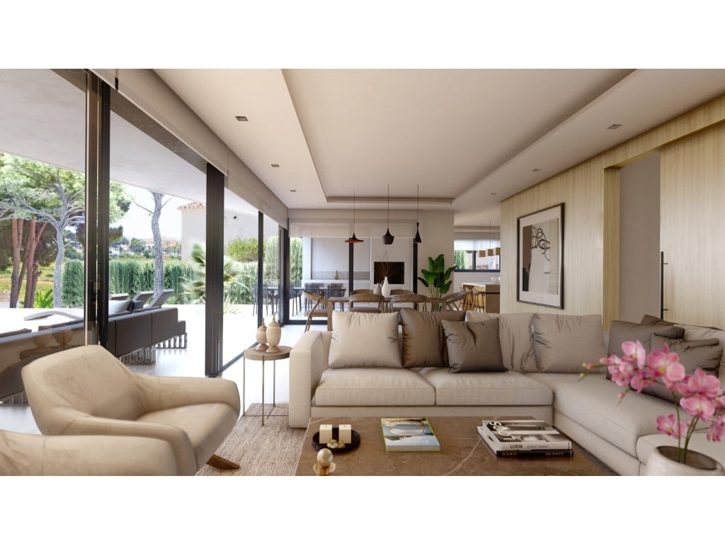 Luxusní vila s výhledem na moře a soukromým bazénem v Moraiře — living room