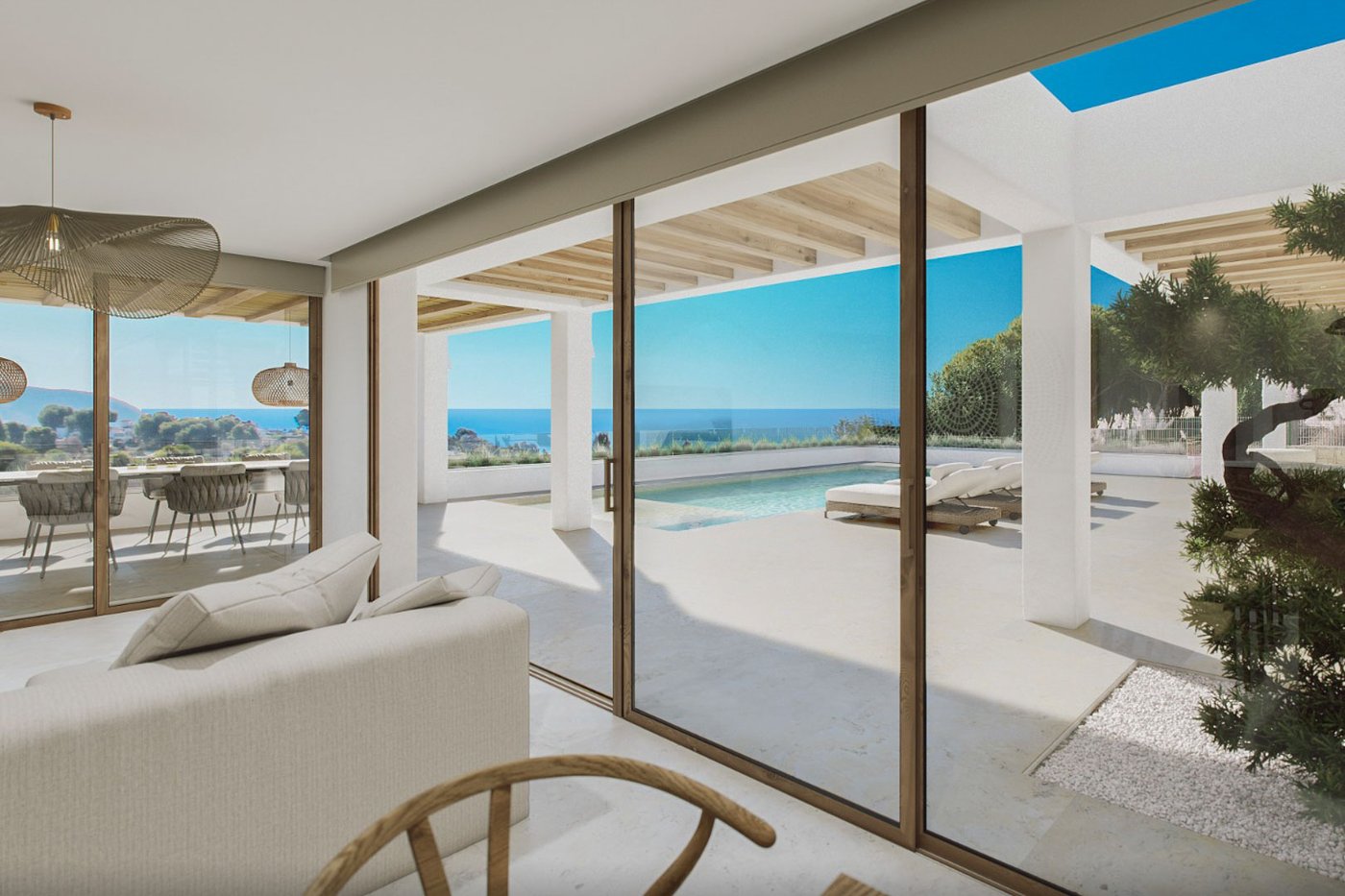 Villa moderna con vistas panorámicas al mar en El Tesoro, Moraira — €2.300.000