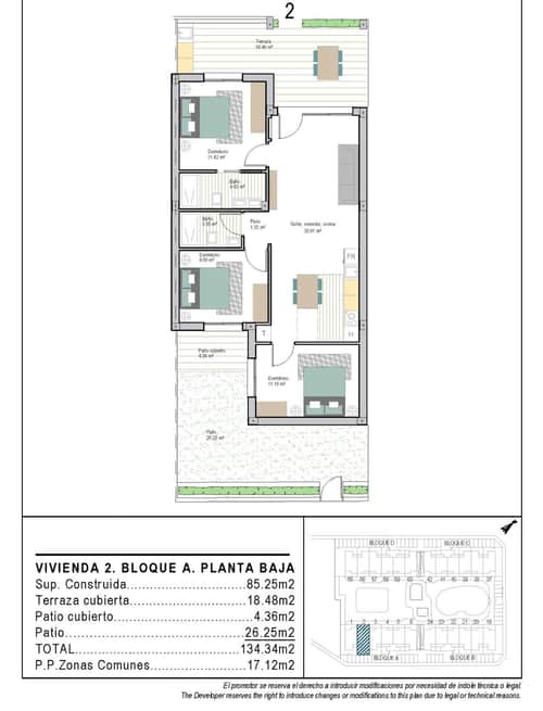 Nieuwbouwappartement met tuin en drie slaapkamers in San Cayetano, Torre Pacheco — foto 22