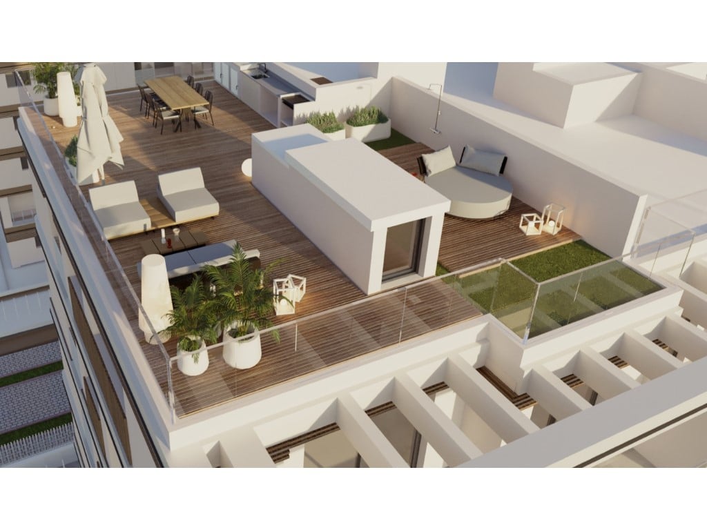 Penthouse s výhledem na moře a soukromým soláriem, 2 ložnice, Valencie