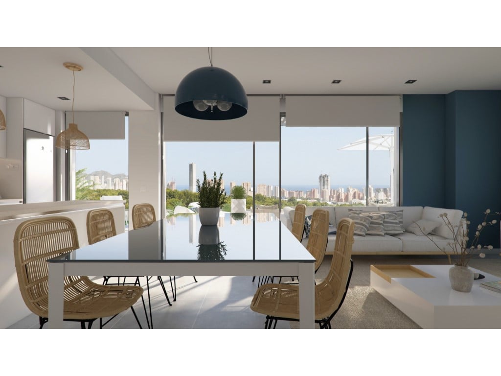 70 penthouses en 2 villa's met zeezicht in Benidorm — living room