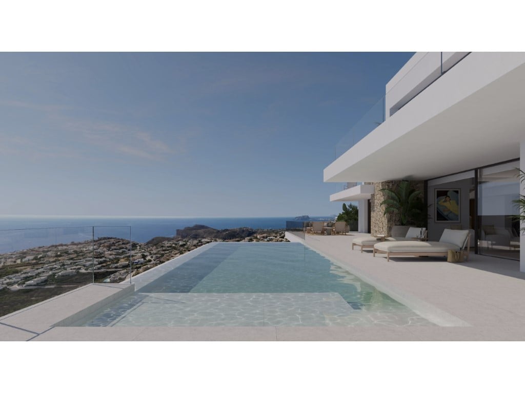 Luxury villa with infinity pool and sea views in Costa Blanca — living room