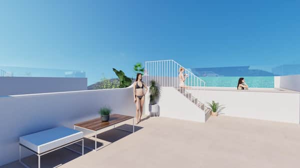 Bungalow met dakterras-solarium bij het strand van Las Higuericas