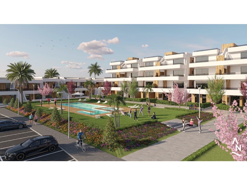 2-pokojový byt v přízemí se zahradou v golfovém resortu Condado de Alhama — living room
