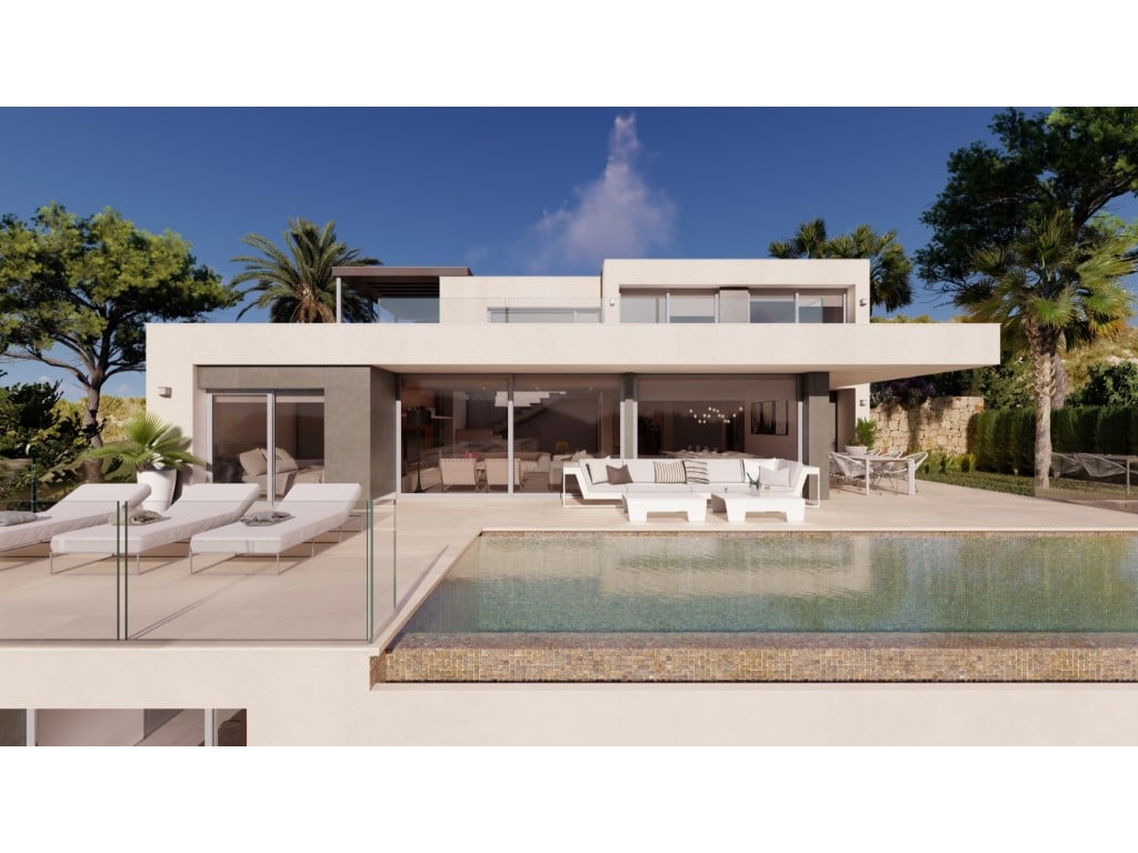 Moderní luxusní vila s výhledem na moře a bazénem v Benitachell — terrace