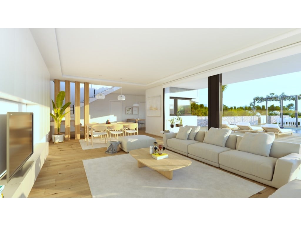Exkluzivní vila se 3 ložnicemi s vlastní koupelnou a výhledem na moře v Cumbre del Sol — living room
