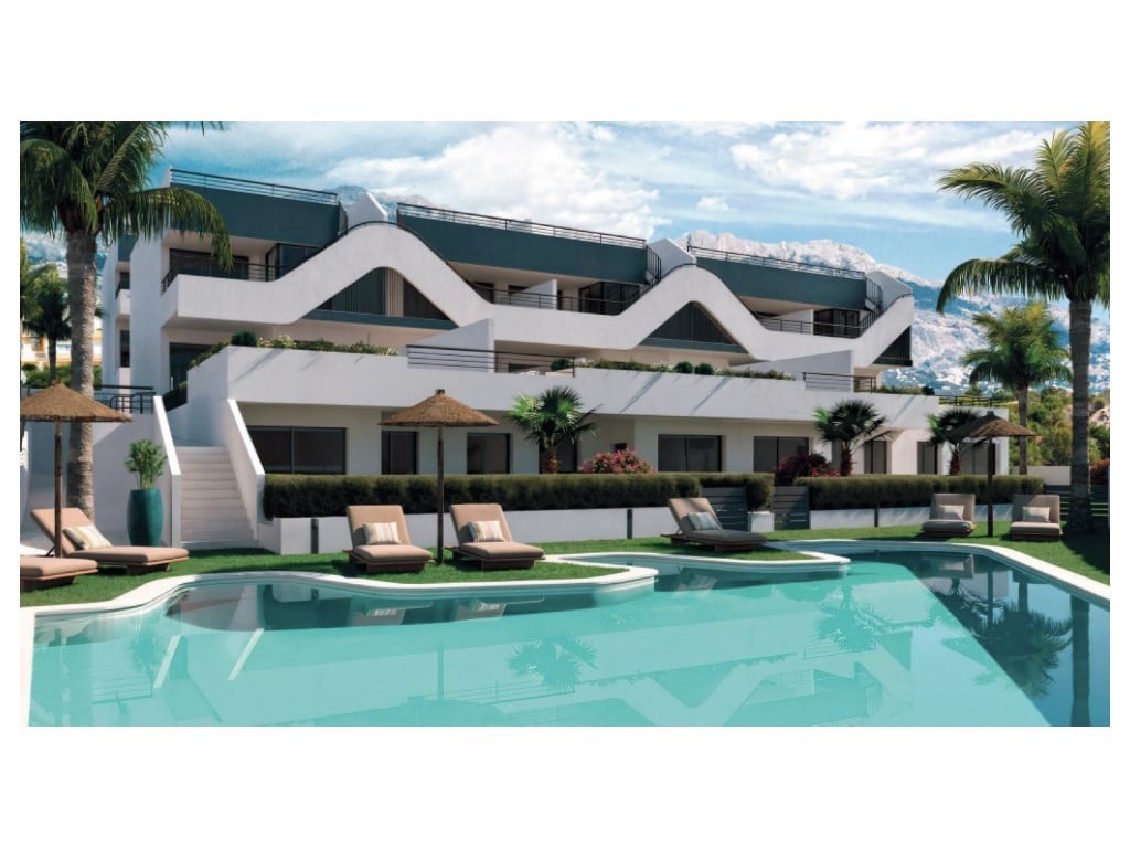 Modern 2-bed apartment with 86 m² solarium in Alfaz del Pi — living room