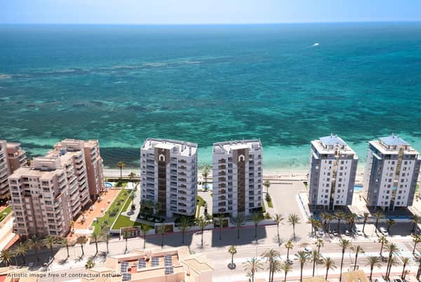 Ruim nieuwbouwappartement met zeezicht op eerste lijn in La Manga del Mar Menor