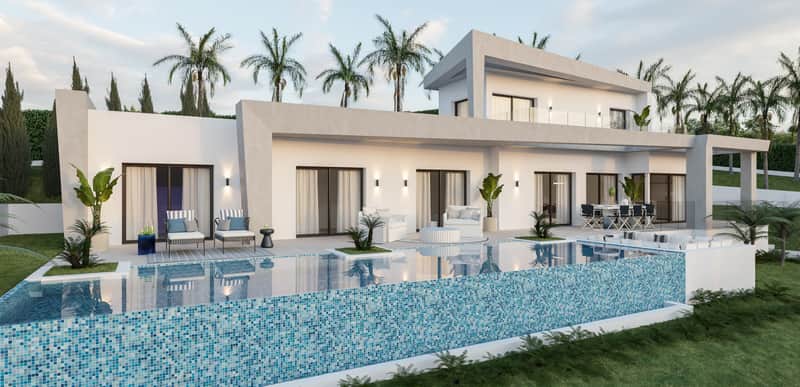 Moderne villa met zeezicht in Monte Olimpo