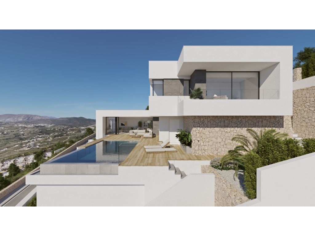 Современная вилла с видом на море в Cumbre del Sol, Benitachell — living room