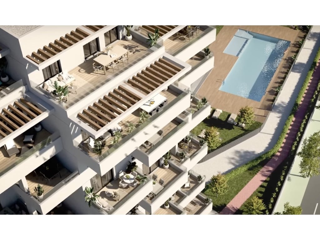 Neubau-3-Zimmer-Wohnung mit Lagunenblick in Calpe — terrace