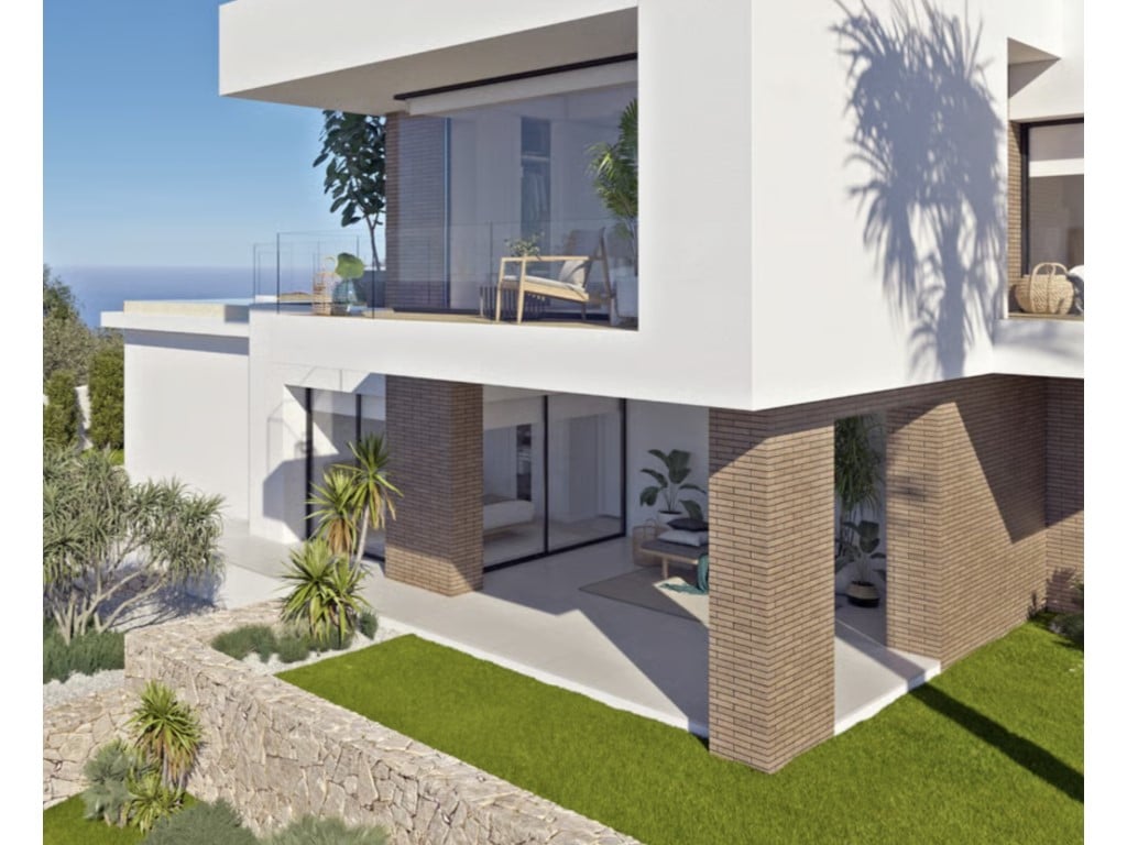 Minimalist luxury villa with sea views in Cumbre del Sol — living room